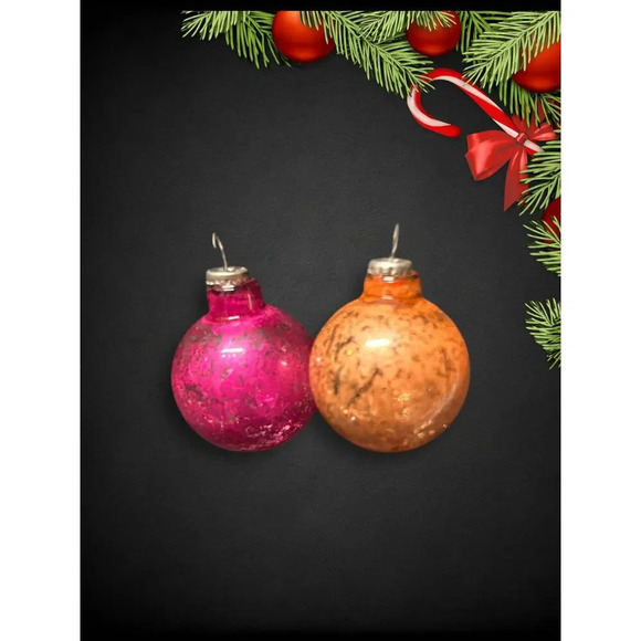 Vintage MCM Mini Mercury Glass Bulbs Christmas Ornaments Set of 10 Japan - Picture 3 of 5